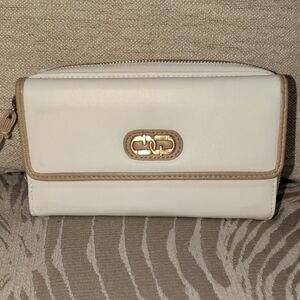 Time and Tru Cream and Tan Wristlet Wallet
